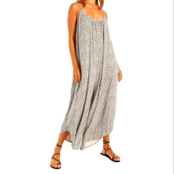 Z Supply Pants - Z SUPPLY MACEY MINI LEOPARD OVERSIZED JUMPSUIT BLACK CREAM SIZE SMALL